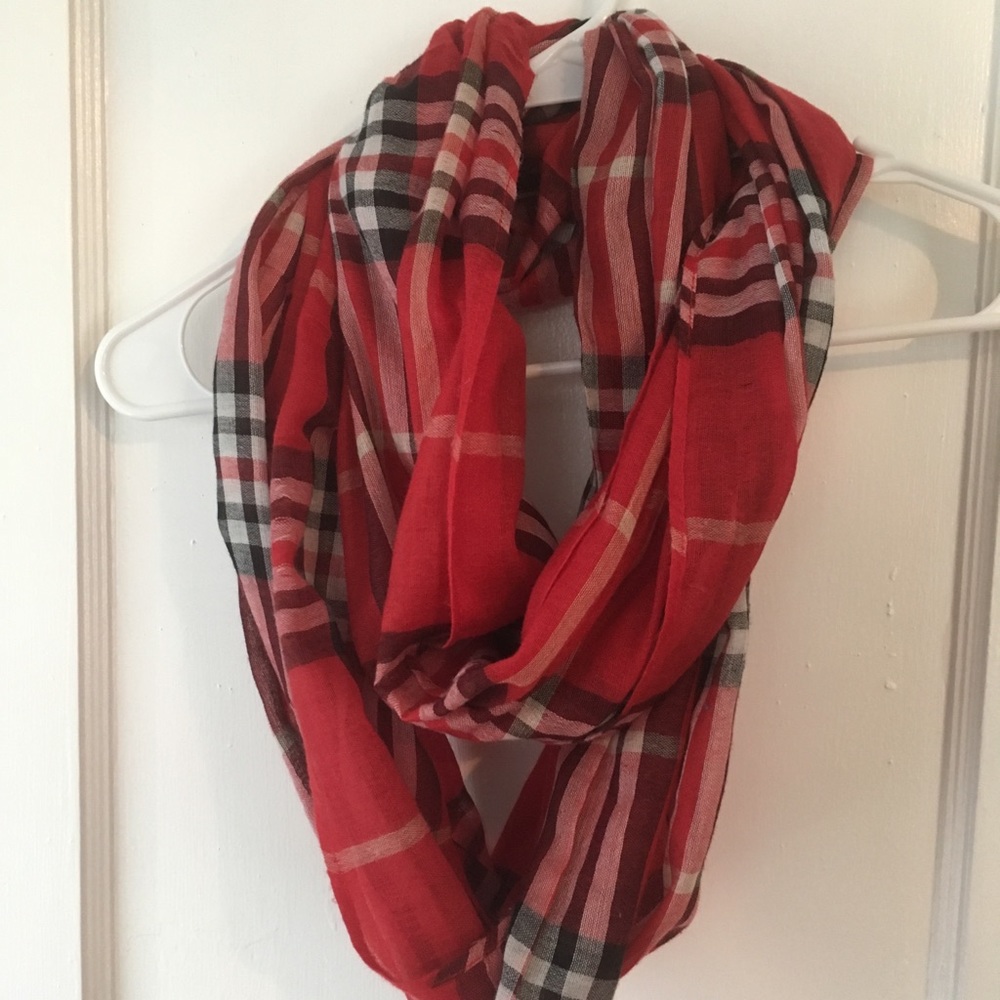 Red Plaid Infinity Scarf